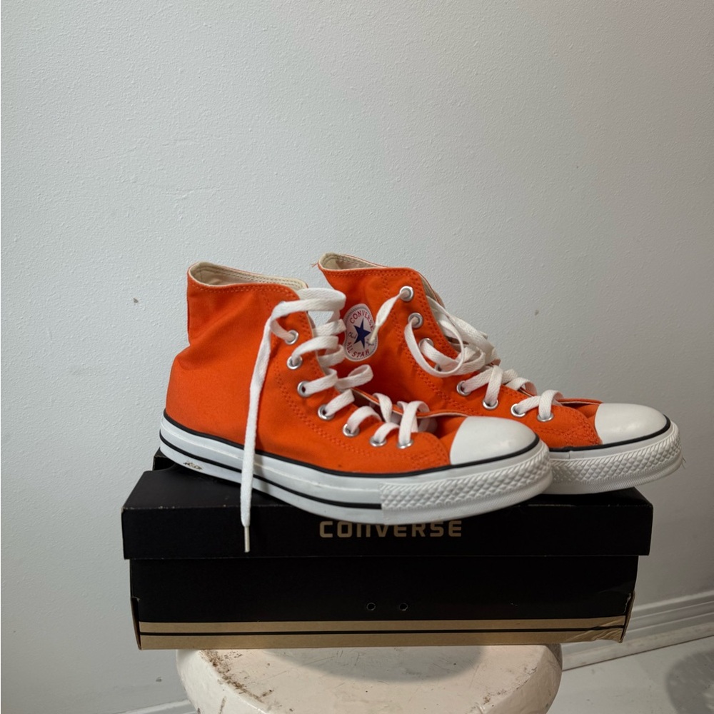Converse Orange high top Sneakers with Iconic Tread